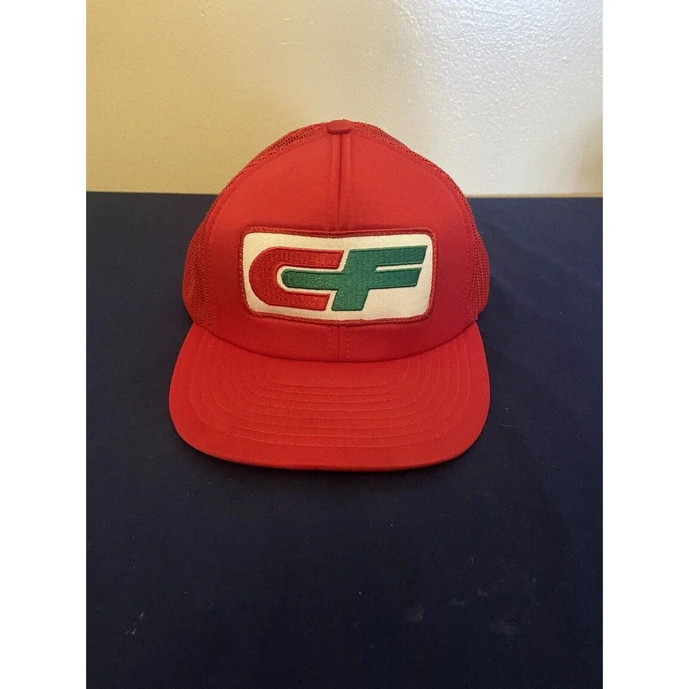 Vintage 1980s CF Consolidated Freight Red Mesh Trucker Snapback Hat Cap - Picture 1 of 3